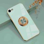 6D Electroplating Full Coverage Silicone Protective Case with Magnetic Ring Holder For iPhone 8 / 7(Light Cyan)