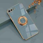 6D Electroplating Full Coverage Silicone Protective Case with Magnetic Ring Holder For iPhone 8 Plus / 7 Plus(Grey)