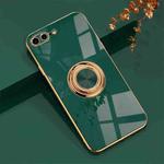 6D Electroplating Full Coverage Silicone Protective Case with Magnetic Ring Holder For iPhone 8 Plus / 7 Plus(Dark Green)