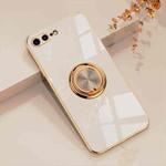 6D Electroplating Full Coverage Silicone Protective Case with Magnetic Ring Holder For iPhone 8 Plus / 7 Plus(Light Pink)