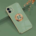 For iPhone 12 mini 6D Electroplating Full Coverage Silicone Protective Case with Magnetic Ring Holder (Green)