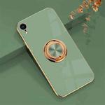 For iPhone XR 6D Electroplating Full Coverage Silicone Protective Case with Magnetic Ring Holder(Green)