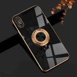 6D Electroplating Full Coverage Silicone Protective Case with Magnetic Ring Holder For iPhone XS Max(Black)