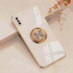6D Electroplating Full Coverage Silicone Protective Case with Magnetic Ring Holder For iPhone XS Max(Light Pink)