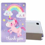 For Samsung Galaxy Tab A7 10.4 (2020) Coloured Drawing Pattern Horizontal Flip Leather Case with Three-folding Holder(Rainbow Horse)