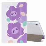 For Lenovo Tab M10 HD Gen 2 (TB-X306F) Coloured Drawing Pattern Horizontal Flip Leather Case with Three-folding Holder(Purple Flower)