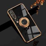 For Xiaomi Mi 10 Pro 6D Electroplating Full Coverage Silicone Protective Case with Magnetic Ring Holder(Black)