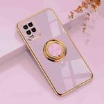 For Xiaomi Mi 10 Lite 6D Electroplating Full Coverage Silicone Protective Case with Magnetic Ring Holder(Light Purple)