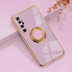 For Xiaomi Mi 10 Ultra 6D Electroplating Full Coverage Silicone Protective Case with Magnetic Ring Holder(Light Purple)