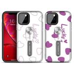 For iPhone 11 Pro Purple Series UV light Color Changing Protective Case with Ring Bracket(Heart)