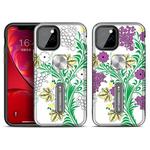 For iPhone 11 Pro Purple Series UV light Color Changing Protective Case with Ring Bracket(Grape Leaves)
