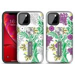 For iPhone 11 Purple Series UV light Color Changing Protective Case with Ring Bracket(Grape Leaves)