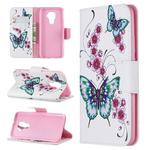 For Huawei Mate 30 Lite Pattern Colored Drawing Horizontal Flip Leather Case with Holder & Card Slots & Wallet(Peach Blossom Butterfly)