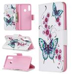 For Galaxy A20s Pattern Colored Drawing Horizontal Flip Leather Case with Holder & Card Slots & Wallet(Peach Blossom Butterfly)
