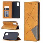 For Samsung Galaxy A02s (EU Version) Rhombus Texture Horizontal Flip Magnetic Leather Case with Holder & Card Slots & Wallet(Yellow)