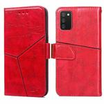 For Samsung Galaxy A02s(EU Version) Geometric Stitching Horizontal Flip TPU + PU Leather Case with Holder & Card Slots & Wallet(Red)