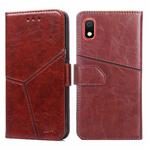 For Samsung Galaxy A10e Geometric Stitching Horizontal Flip TPU + PU Leather Case with Holder & Card Slots & Wallet(Dark Brown)