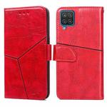 For Samsung Galaxy A12 Geometric Stitching Horizontal Flip TPU + PU Leather Case with Holder & Card Slots & Wallet(Red)