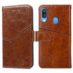 For Samsung Galaxy A40 Geometric Stitching Horizontal Flip TPU + PU Leather Case with Holder & Card Slots & Wallet(Light Brown)