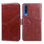 For Samsung Galaxy A50 Geometric Stitching Horizontal Flip TPU + PU Leather Case with Holder & Card Slots & Wallet(Dark Brown)