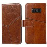 For Samsung Galaxy S8 Geometric Stitching Horizontal Flip TPU + PU Leather Case with Holder & Card Slots & Wallet(Light Brown)