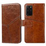 For Samsung Galaxy S20+ Geometric Stitching Horizontal Flip TPU + PU Leather Case with Holder & Card Slots & Wallet(Light Brown)