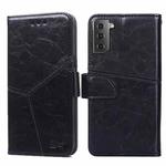 For Samsung Galaxy S21 5G Geometric Stitching Horizontal Flip TPU + PU Leather Case with Holder & Card Slots & Wallet(Black)