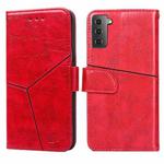 For Samsung Galaxy S21+ 5G Geometric Stitching Horizontal Flip TPU + PU Leather Case with Holder & Card Slots & Wallet(Red)