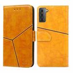 For Samsung Galaxy S21+ 5G Geometric Stitching Horizontal Flip TPU + PU Leather Case with Holder & Card Slots & Wallet(Yellow)