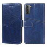 For Samsung Galaxy S21+ 5G Geometric Stitching Horizontal Flip TPU + PU Leather Case with Holder & Card Slots & Wallet(Blue)