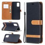 For Samsung Galaxy A02s (EU Version) Color Matching Denim Texture Horizontal Flip Leather Case with Holder & Card Slots & Wallet & Lanyard(Black)