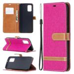 For Samsung Galaxy A02s (EU Version) Color Matching Denim Texture Horizontal Flip Leather Case with Holder & Card Slots & Wallet & Lanyard(Rose Red)