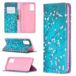 For Samsung Galaxy A02s (EU Version) Colored Drawing Pattern Invisible Magnetic Horizontal Flip PU Leather Case with Holder & Card Slots & Wallet(Plum Blossom)