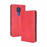 For Motorola Moto G Play (2021) Magnetic Buckle Retro Crazy Horse Texture Horizontal Flip Leather Case with Holder & Card Slots & Photo Frame(Red)