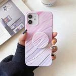 For iPhone 12 mini Frosted Laser TPU Protective Case with Foldable Holder (Pink)