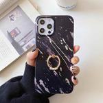 For iPhone 12 mini Frosted Laser TPU Protective Case with Ring Holder (Black)