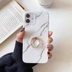 Frosted Laser TPU Protective Case with Ring Holder For iPhone 12 / 12 Pro(White)