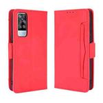 For vivo Y51A 2021 / Y51 2020 (Indian) Wallet Style Skin Feel Calf Pattern Leather Case with Separate Card Slots(Red)