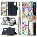 For Samsung Galaxy A02s (EU Version) Colored Drawing Pattern Zipper Horizontal Flip Leather Case with Holder & Card Slots & Wallet(Tree)