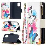 For Samsung Galaxy A02s (EU Version) Colored Drawing Pattern Zipper Horizontal Flip Leather Case with Holder & Card Slots & Wallet(Two Butterflies)