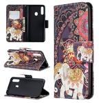 For Galaxy A20s Pattern Colored Drawing Horizontal Flip Leather Case with Holder & Card Slots & Wallet(Flower Elephant)