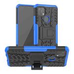 For OPPO A15 Tire Texture Shockproof TPU+PC Protective Case with Holder(Blue)