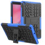 For Samsung Galaxy Tab A8.0 (2019) T295 / T290 Tire Texture TPU+PC Shockproof Case with Holder(Blue)