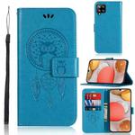 For Samsung Galaxy A12 Wind Chime Owl Embossing Pattern Horizontal Flip Leather Case, with Holder & Card Slots & Wallet(Blue)