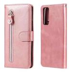 For Huawei P smart 2021 Fashion Calf Texture Zipper Horizontal Flip Leather Case with Stand & Card Slots & Wallet Function(Rose Gold)