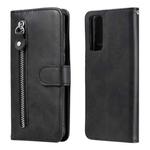 For Huawei P smart 2021 Fashion Calf Texture Zipper Horizontal Flip Leather Case with Stand & Card Slots & Wallet Function(Black)