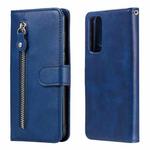 For Huawei P smart 2021 Fashion Calf Texture Zipper Horizontal Flip Leather Case with Stand & Card Slots & Wallet Function(Blue)