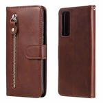 For Honor 10X Lite Fashion Calf Texture Zipper Horizontal Flip Leather Case with Stand & Card Slots & Wallet Function(Brown)