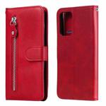 For Samsung Galaxy A72 5G/4G Fashion Calf Texture Zipper Horizontal Flip Leather Case with Stand & Card Slots & Wallet Function(Red)