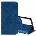 For Samsung Galaxy S21 Ultra 5G Lucky Flowers Embossing Pattern Magnetic Horizontal Flip Leather Case with Holder & Card Slots(Dark Blue)